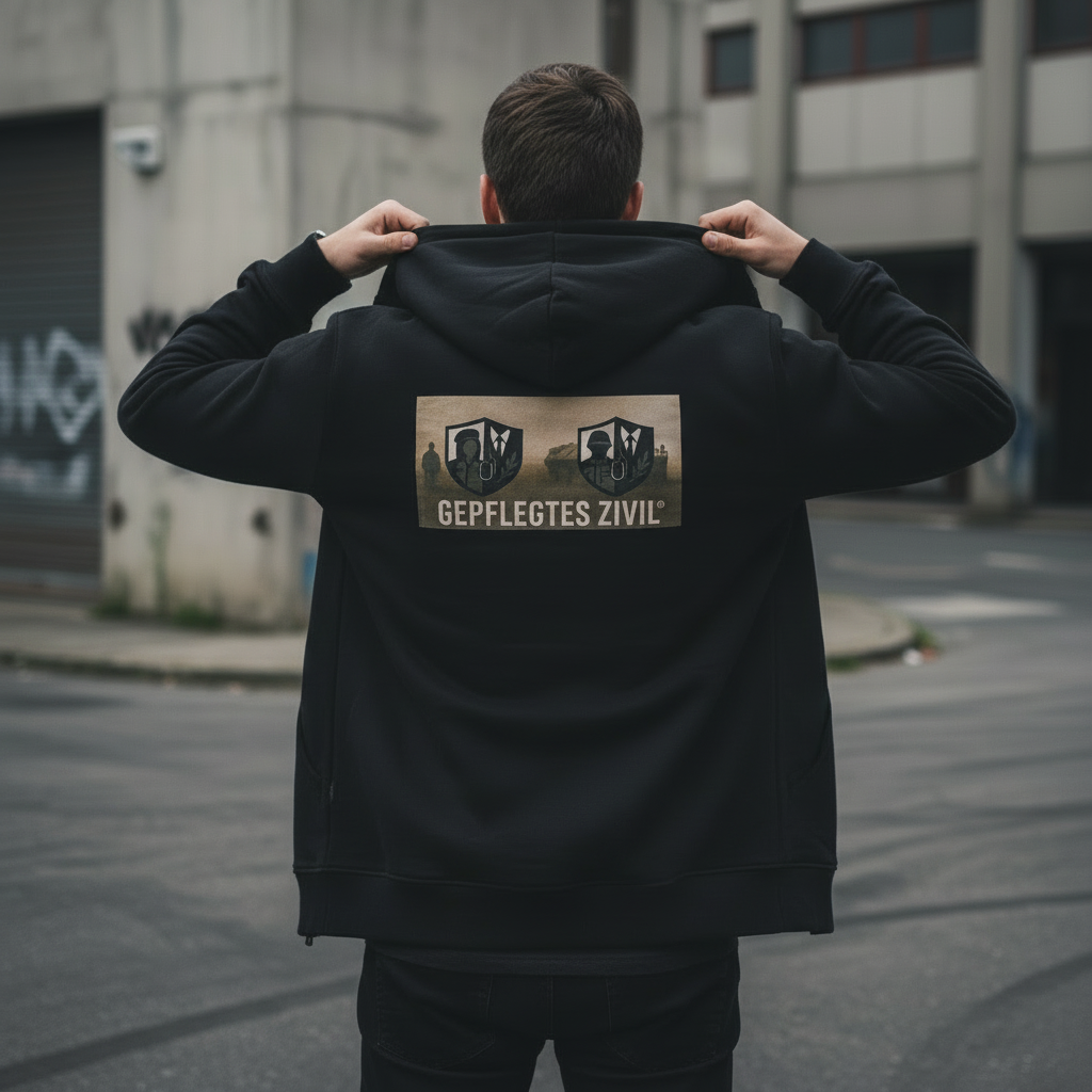 GEPFLEGTES ZIVIL™ | Unisex Zip-Hoodie | Backprint